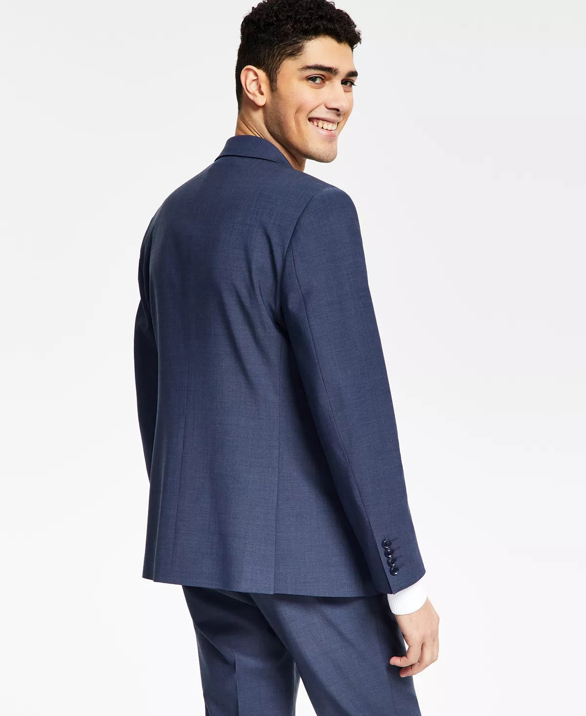 Bar Iii Mens Slim fit Suit Jacket Blazer 36 S Navy Blue Solid Wool