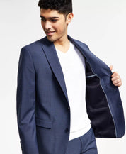 Bar Iii Mens Slim fit Suit Jacket Blazer 36 S Navy Blue Solid Wool