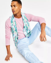 Bar III Men's Slim Fit Floral Print Suit Vest Blue Pink Medium