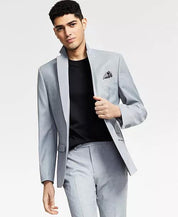 Bar Iii Mens Slim fit Suit Jacket Blazer 40 S Light Grey Solid Wool
