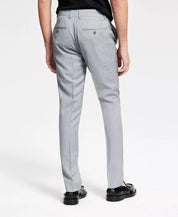 Bar Iii Mens Slim fit Dress Pants 33 / 32 Light Grey Solid Stretch Wool