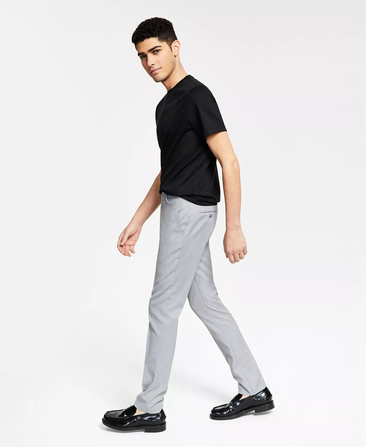 Bar III Mens Slim fit Wool Dress Pants 32 / 32 Light Grey Solid