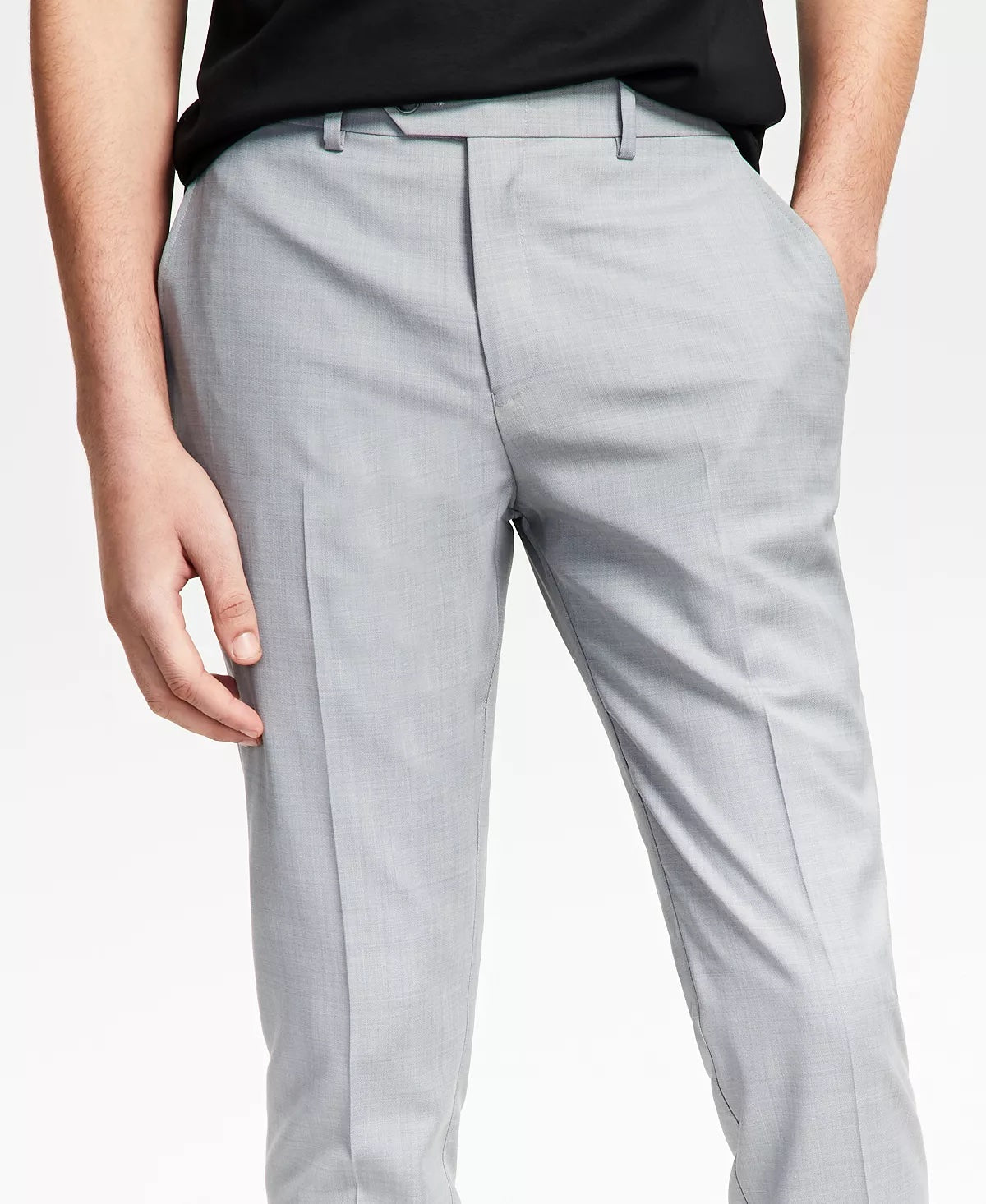 Bar Iii Men's Slim-Fit Sharkskin Dress Suit Pants Light Grey 34 x 32 Wool Blend