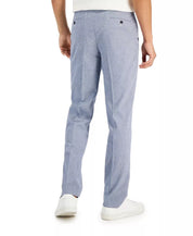 Alfani Mens Slim Fit Seersucker Dress Pants Blue White 32 x 30