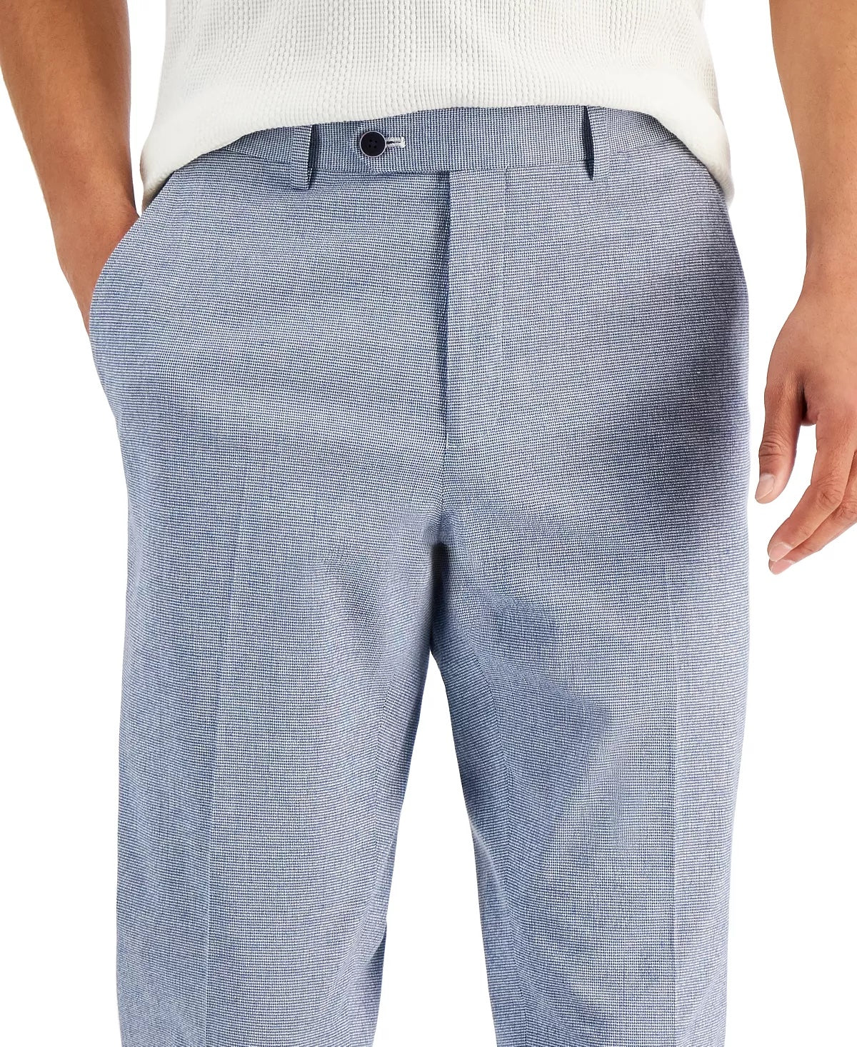 Alfani Mens Slim Fit Seersucker Dress Pants Blue White 32 x 30