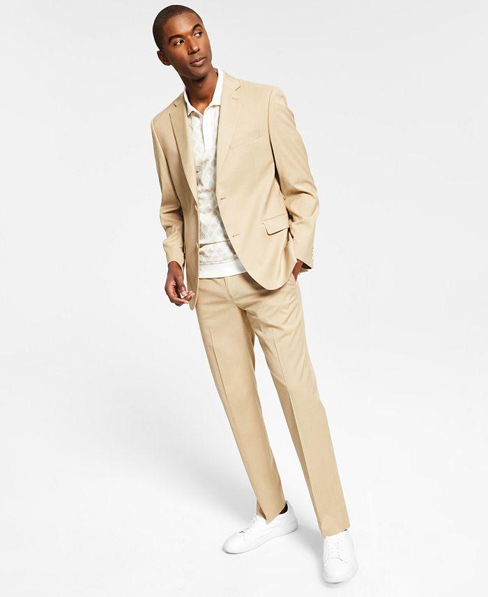 Alfani Men's Slim Fit Stretch Solid Suit Jacket Caramel Beige 42S Sport Coat