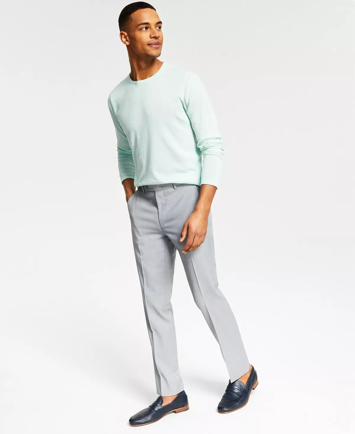 Bar Iii Mens Slim fit Dress Pants 30 / 32 Light Grey Solid