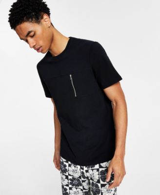 International Concepts Men's Cotton Zip Pocket T Shirt Black Xs