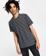 International Concepts Mens Striped Slub T-Shirt Alfresco Blue Medium