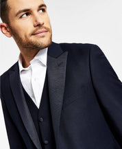 Alfani Mens Slim Fit Diamond Grid Tuxedo Jacket Blue 42R