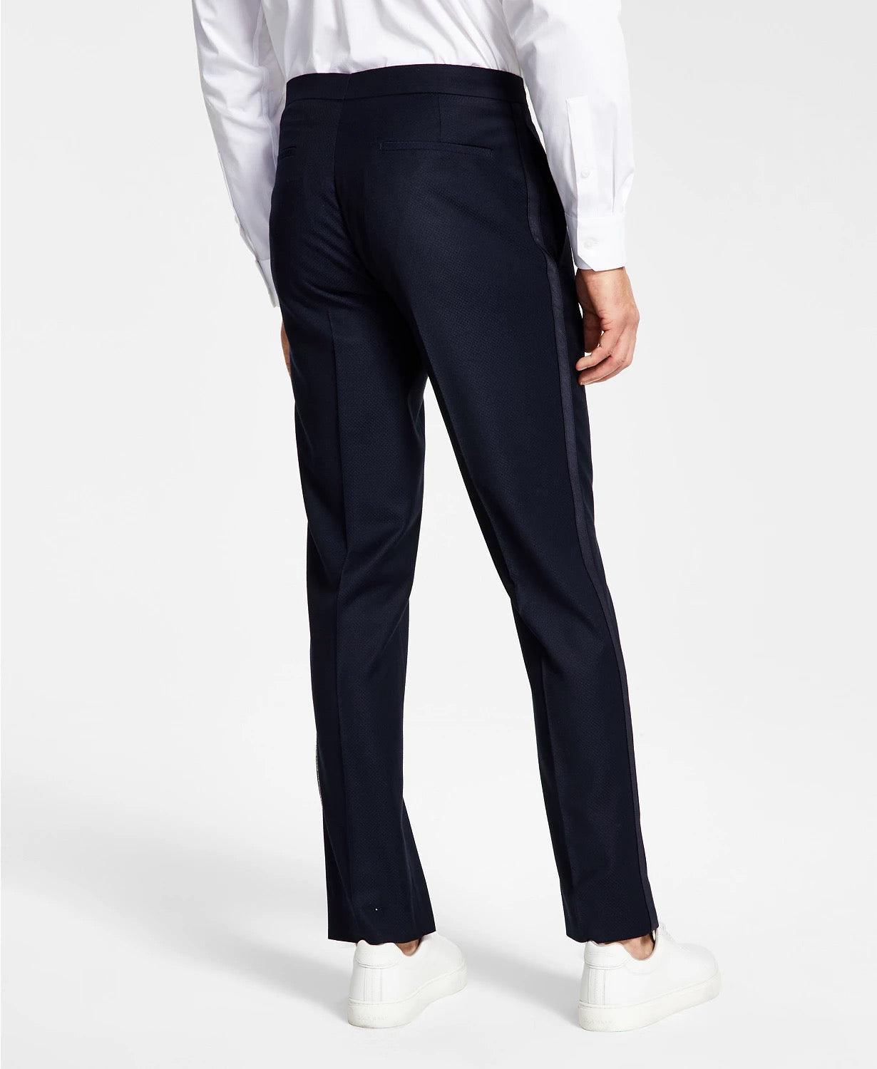 Alfani Mens Slim Fit Diamond Grid Tuxedo Jacket Blue 42R