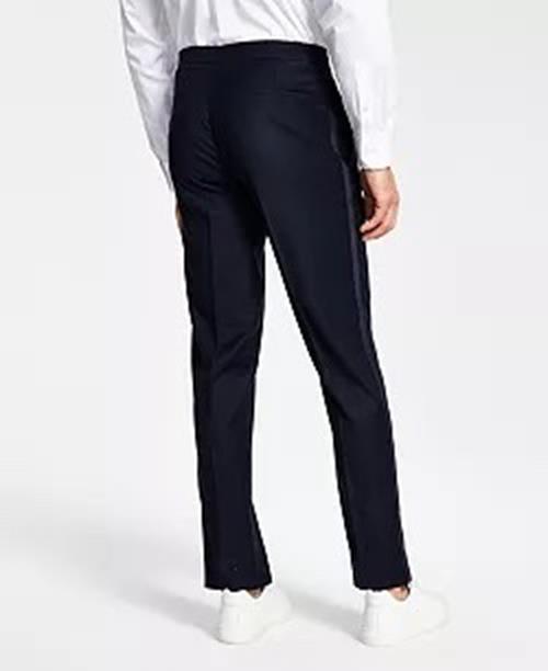 Alfani Mens Slim fit Grid Tuxedo Dress Pants 33 / 30 Navy Blue