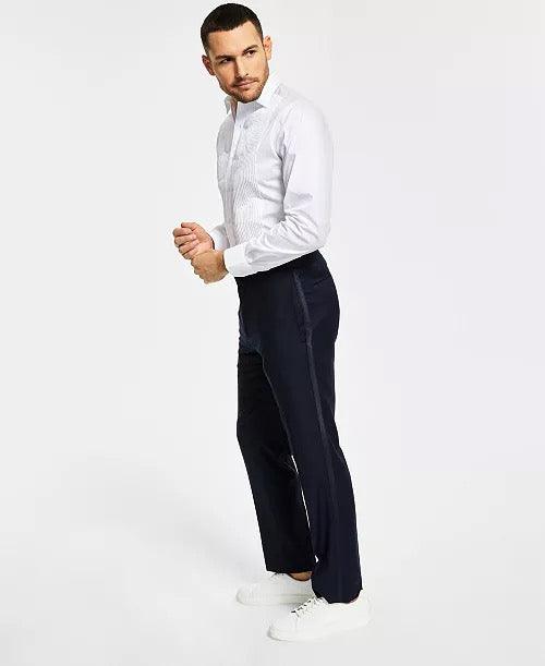 Alfani Mens Slim-Fit Diamond Grid Tuxedo Pants Navy 33 x 30