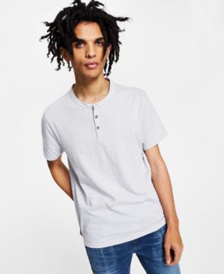 INC Men's Henley Shirt Light Grey MEDIUM
