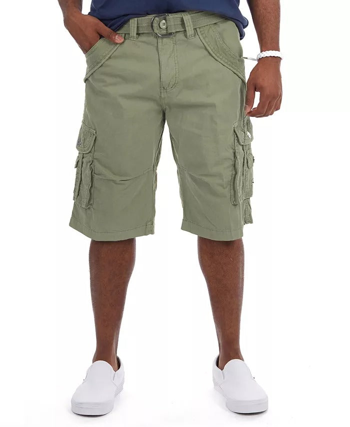 X RAY Men's Belted Twill Tape Cargo Shorts Size 34 Green