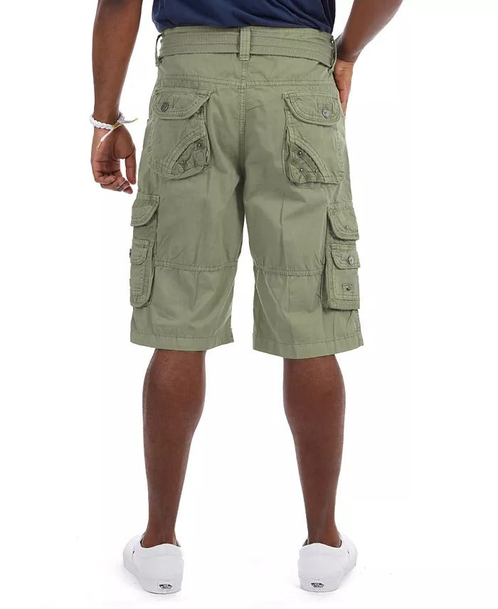 X RAY Men's Belted Twill Tape Cargo Shorts Leaf Green Size 34