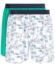 CLUB ROOM Men's 2-Pk. Tropical & Solid Boxer Shorts White Green Large