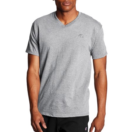 Champion Mens Classic V Neck T Shirt Oxford Gray 2XL