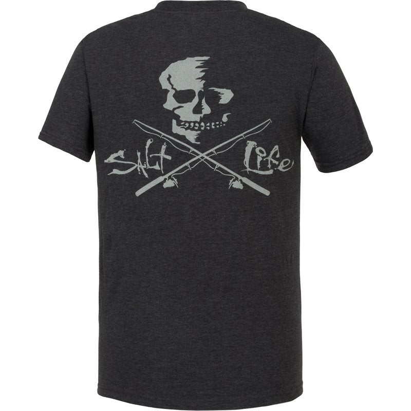 Salt Life Skull and Poles Pocket Short Sleeve T Shirt Grey Small