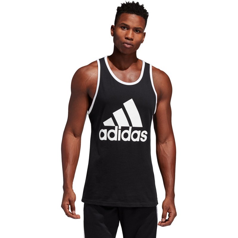 Adidas Men's Badge of Sport Classic Crew Neck Tank Top Shirt Black White Large