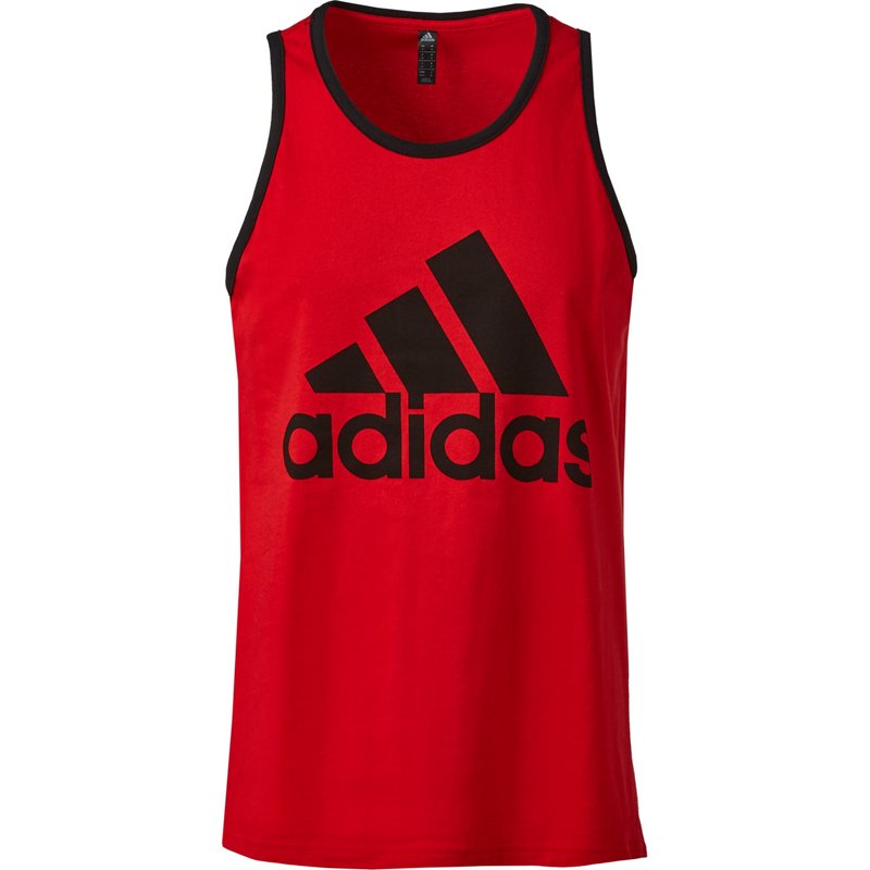 Adidas Mens Badge of Sport Classic Crewneck Tank Top Shirt Red Black Large