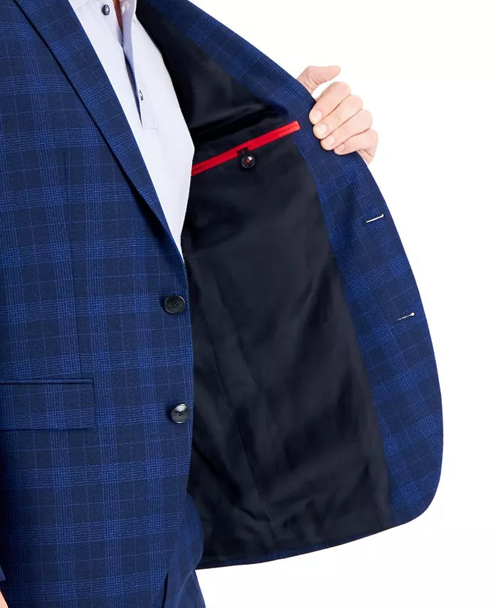 Hugo Boss Men's Regular-Fit Blue Check Suit Jacket 38S