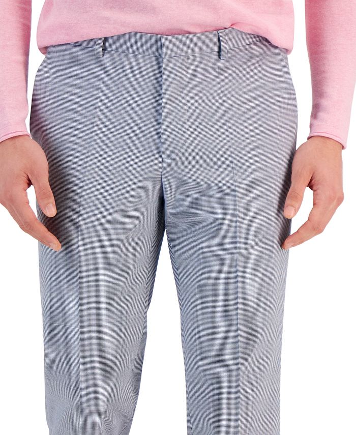 Hugo Boss Men's Modern-Fit Houndstooth Suit Dress Pants 34 x 32 Blue White