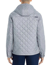 Peter Millar Mens Regular fit Quilted Full Zip Hooded Coat XL Light Grey Solid