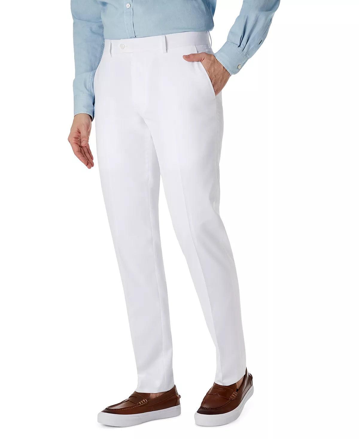 BAR III Men's Slim-Fit Dress Pants White 34 X 32 Flat Front Polyester