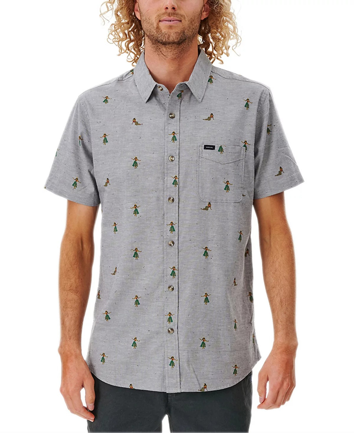 Rip Curl Men's Hula Breach Short Sleeves Button Shirt Large Grey