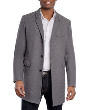 Michael Kors Men's Slim-Fit Topcoat Over Coat 42R Solid Mid Grey Wool