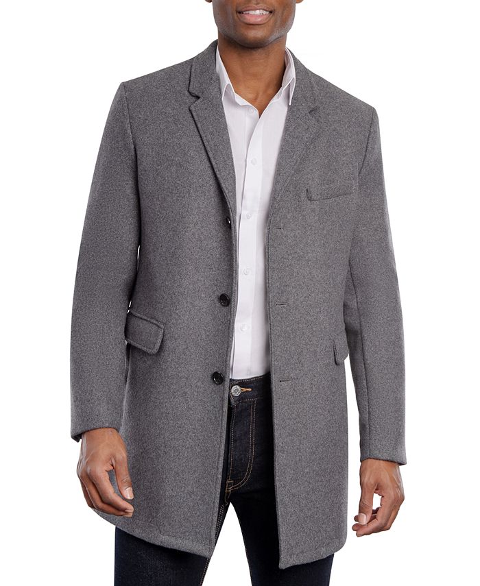 Michael Kors Men's Slim-Fit Topcoat Over Coat 42R Solid Mid Grey Wool