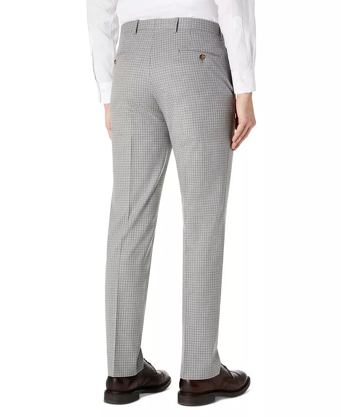 LAUREN RALPH LAUREN Men's Classic-Fit Gray Grid Dress Pants 34 x 34 Grey