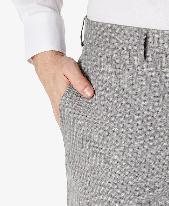 LAUREN RALPH LAUREN Men's Classic-Fit Gray Grid Dress Pants 34 x 34 Grey