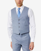 Calvin Klein Mens Slim fit Button-Up Suit Vest Medium Blue Solid Stretch