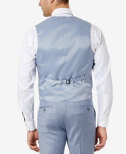 Calvin Klein Mens Slim fit Button-Up Suit Vest Medium Blue Solid Stretch