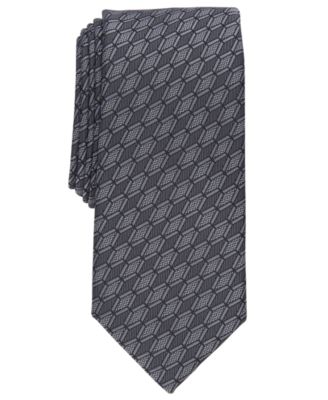 Alfani Men's Harper Geo Print Tie Charcoal Grey Necktie