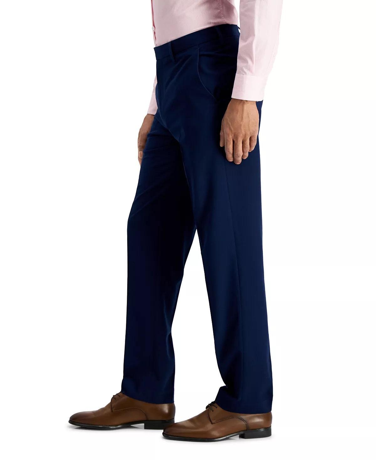 Nautica Mens Classic fit Dress Pants 36 / 32 Blue Solid Stretch