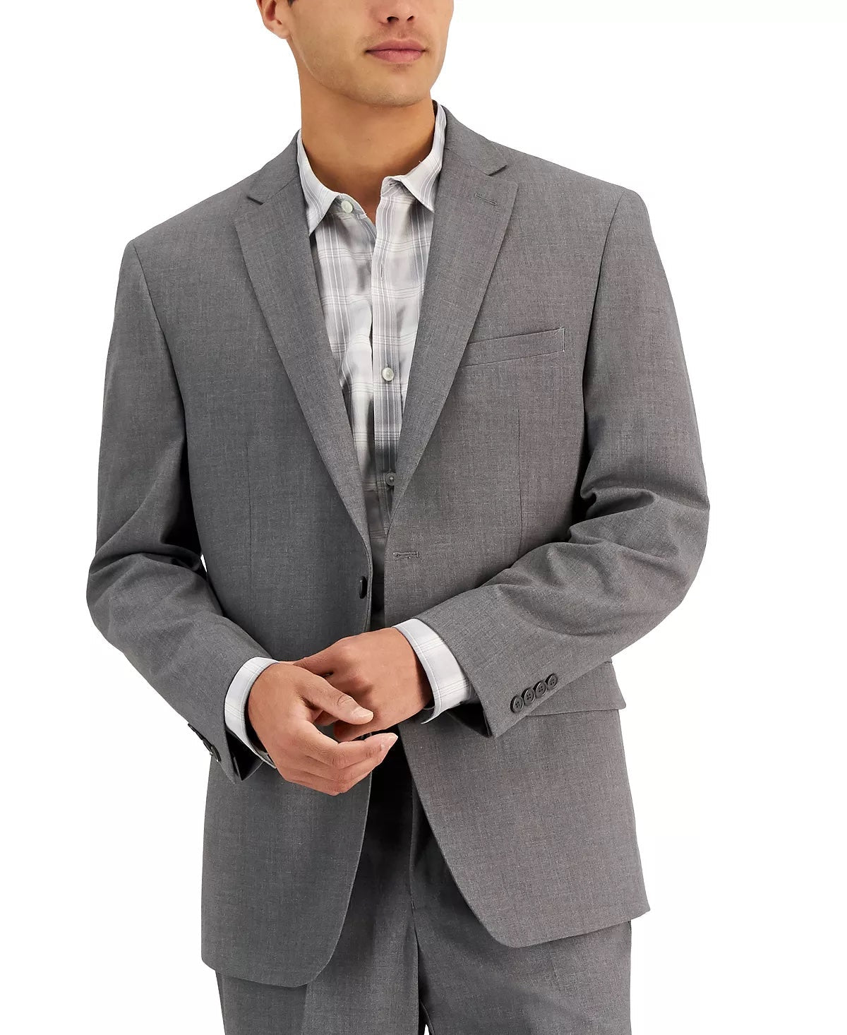 Andrew Marc Mens Slim fit 2 Piece Suit 40 R / 33 Waist Grey Solid Stretch