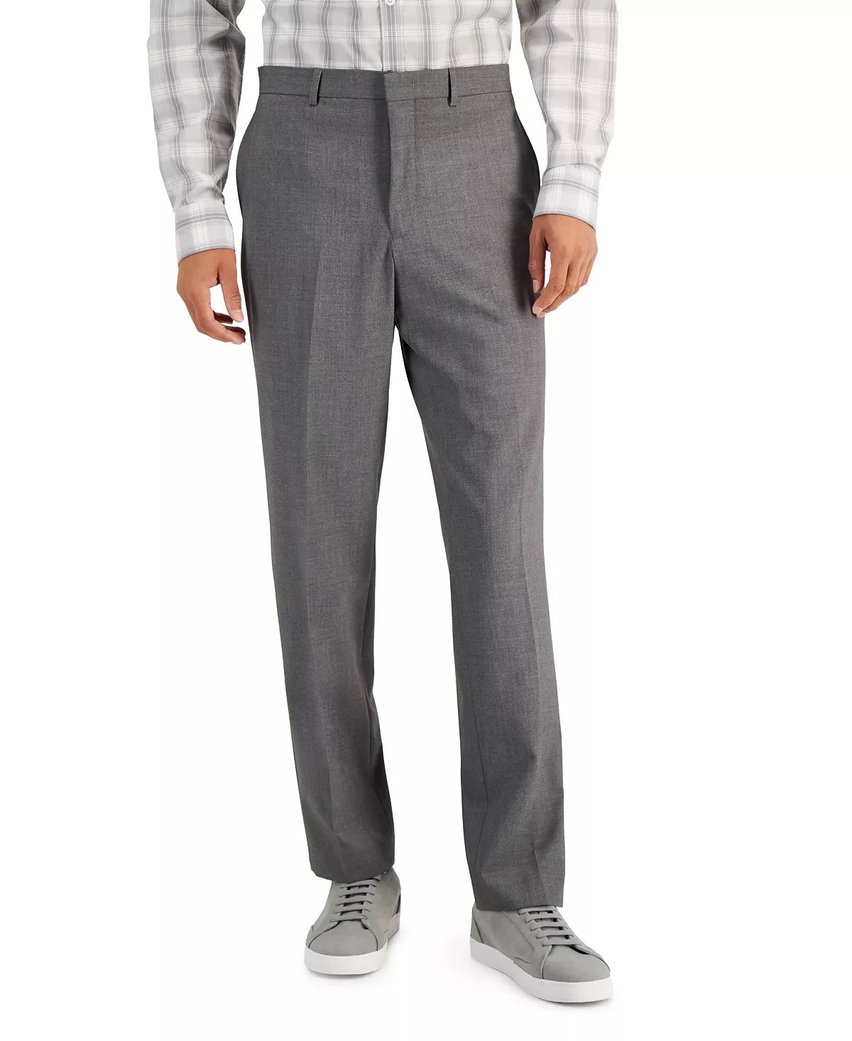 Andrew Marc Mens Modern fit 2 Piece Suit 44 R / 37 Waist Grey Solid Stretch