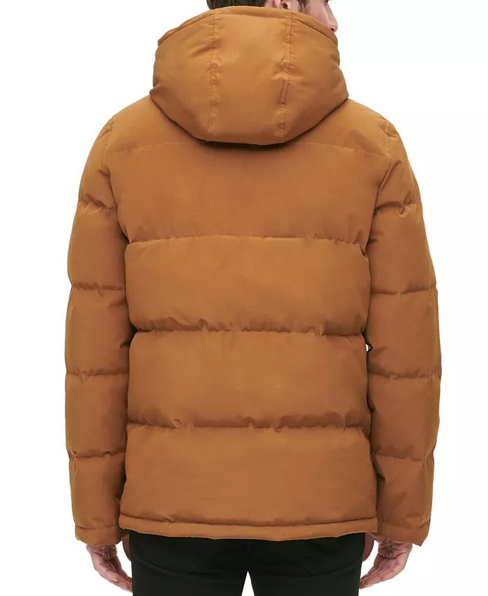 Levi's Men's Quilted Four Pocket Parka Hoody Puffer Jacket Medium Worker Brown