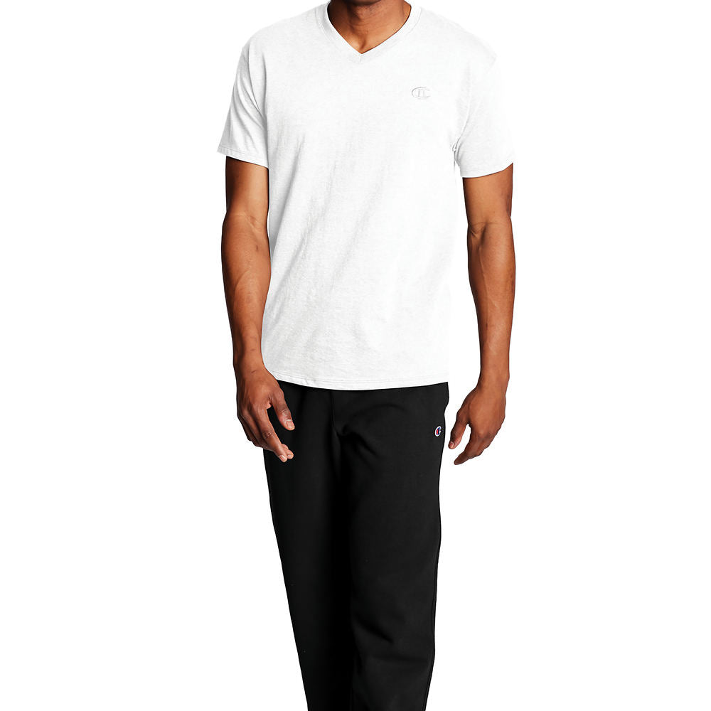 Champion Mens Big and Tall Classic Jersey V Neck T Shirt White XL