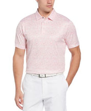 Pga Tour Men's Floral Polo Shirt Pink Large