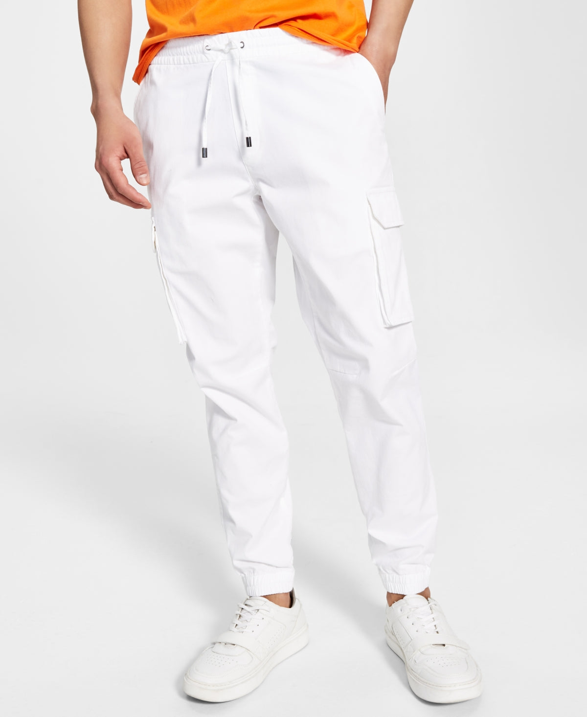 International Concepts Men's Regular-Fit Twill Cargo Joggers White Small