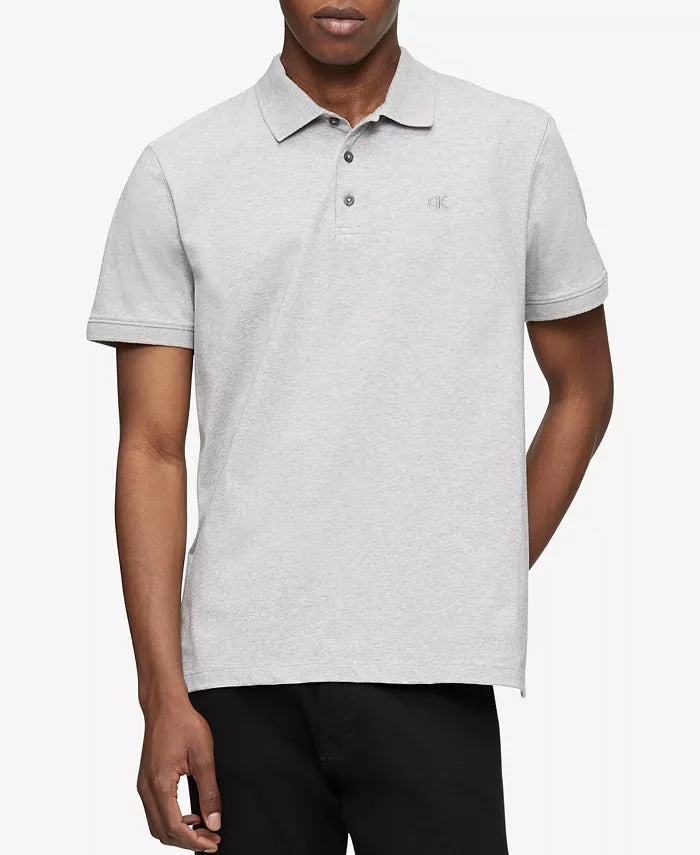 Calvin Klein Men's Regular-Fit Logo Polo Shirt Heroic Grey Medium
