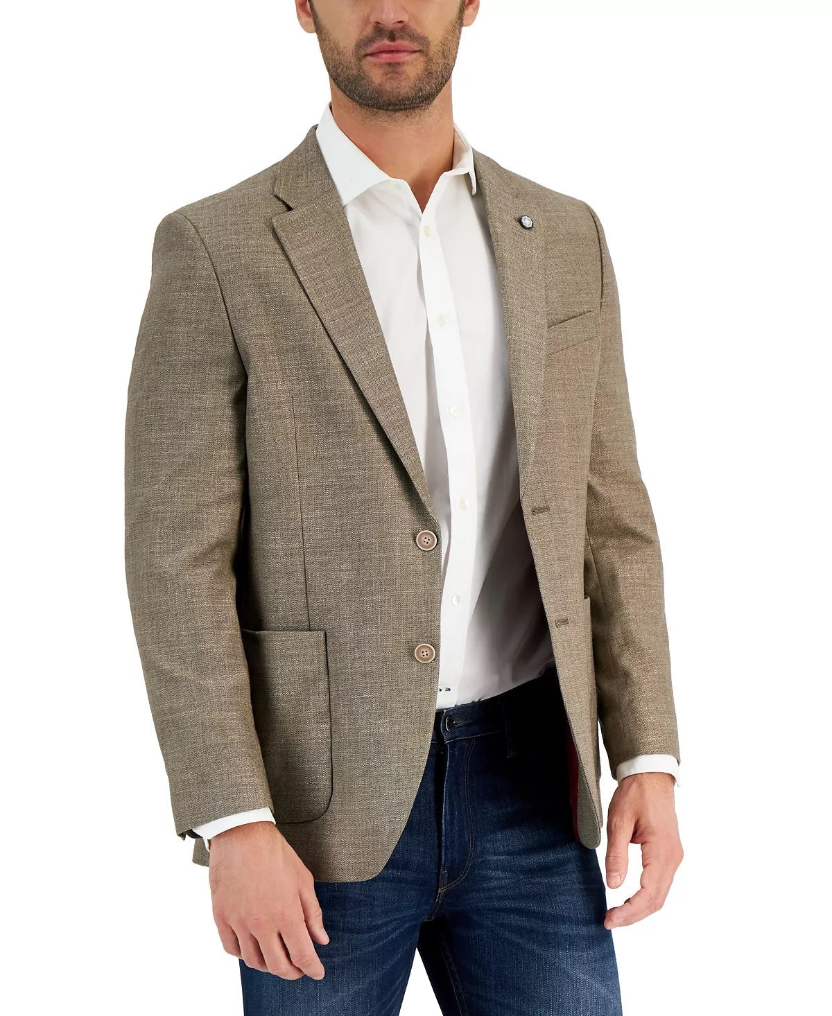 Nautica Mens Modern fit Sport Coat Blazer 44 R Beige Stretch