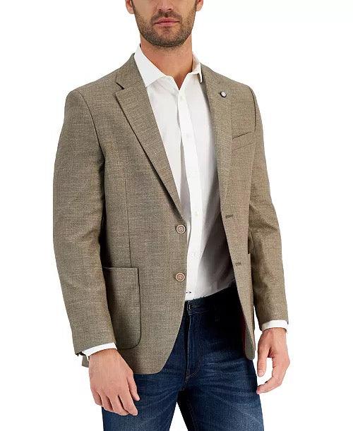 Nautica Mens Modern fit Sport Coat Blazer 42 R Beige Solid Stretch