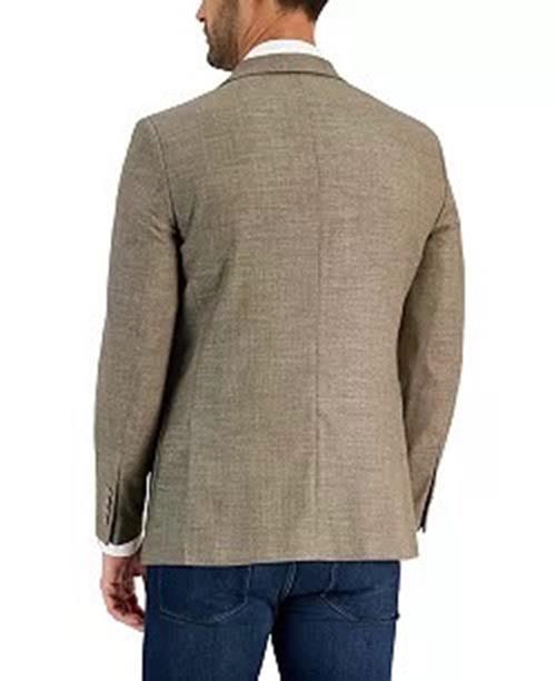 Nautica Mens Modern fit Sport Coat Blazer 42 R Beige Solid Stretch