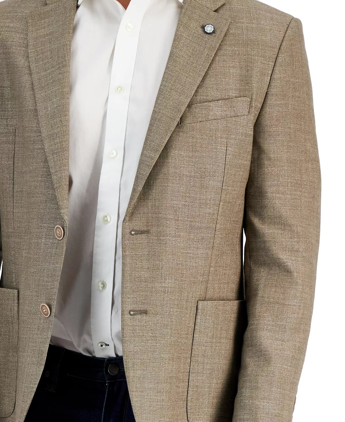Nautica Mens Modern fit Sport Coat Blazer 42 R Beige Solid Stretch