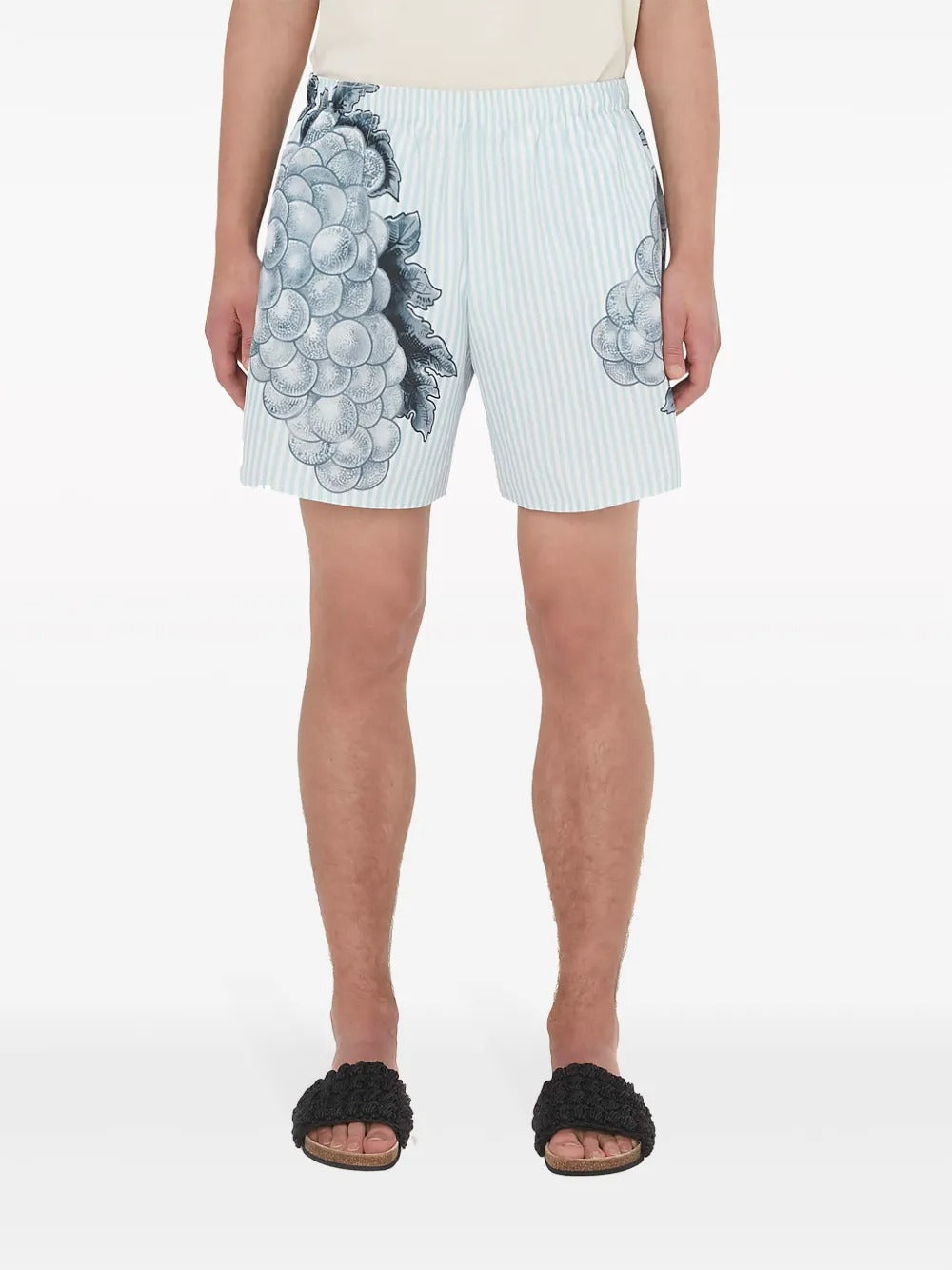 JW Anderson Mens graphic-print striped swim shorts Large Blue